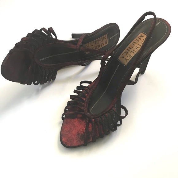 Badgley Mischka shimmery dark red heels - Picture 3 of 7